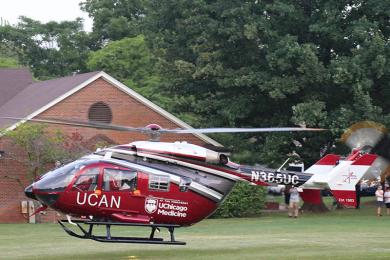 The UCAN helicopter touches down. (Jim Gannon)