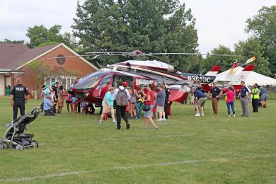 Crowds begin to gather for tours of the helicopter. (Jim Gannon)