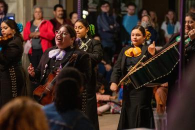 The Mariachi Sirenas! were strolling musicians in downtown Flossmoor the evening of Oct. 6. Crowds gathered around as Chicago's first all-female mariachi group entertained as part of Hispanic Heritage Month. (ABS)