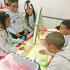 This Flossmoor Hills School fifth grade team of, from left, Nevani Bell, Mary-Kathleen Stalling, Emoni Brown, Cameron Brooks and Jovohn Ratliff uses imagination to build a roller coaster. (MT)