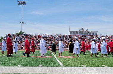 Seniors head for their seats prior to the H-F graduation ceremony on May 29. (EC)