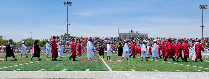 Seniors head for their seats prior to the H-F graduation ceremony on May 29. (EC)