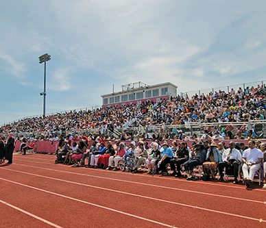 The stands are full of friends and family witnessing the H-F class of 2022 graduate. (EC)