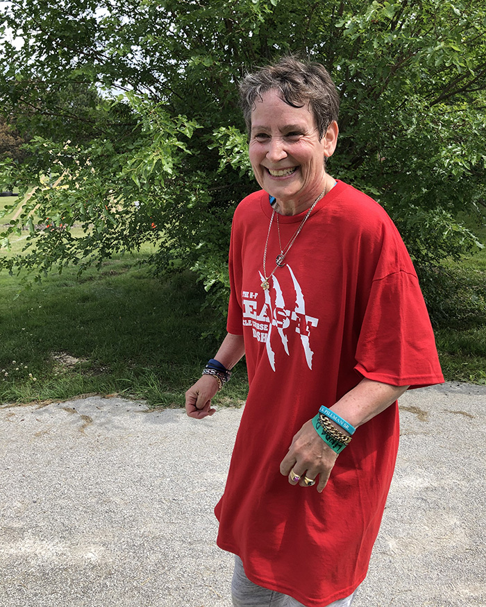 Linda Dasey of Homewood set a comfortable pace for herself as a participant in "The Beast" obstacle course. (Marilyn Thomas/H-F Chronicle)