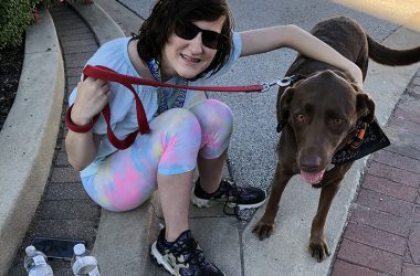 Autumn did the 5K walk with her owner Allison McCracken. The pair also did the walk in 2021. (Marilyn Thomas/H-F Chronicle)