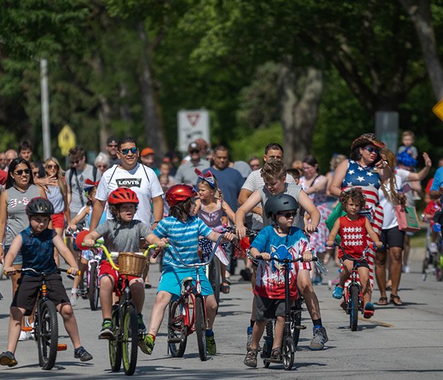 4th_of_July_2022-2 Young cyclists participate in the Flossmoor 4th of July parade. (RBS)