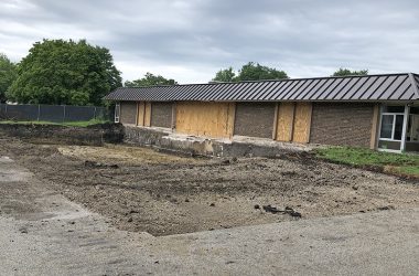 The site work is completed for the classroom addition at Churchill School, but work is delayed due to an operating engineers strike. (Marilyn Thomas/H-F Chronicle)