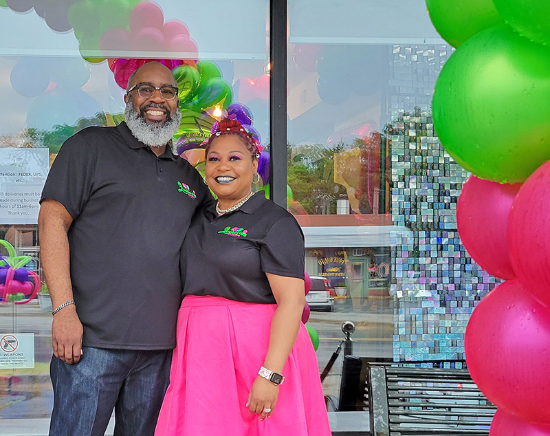 Anthony, left, and Luckeyia Murry of Markham set up shop in Homewood at 18675 Dixie Highway. They plan to offer design services, DIY kits and in the future, balloon design classes.