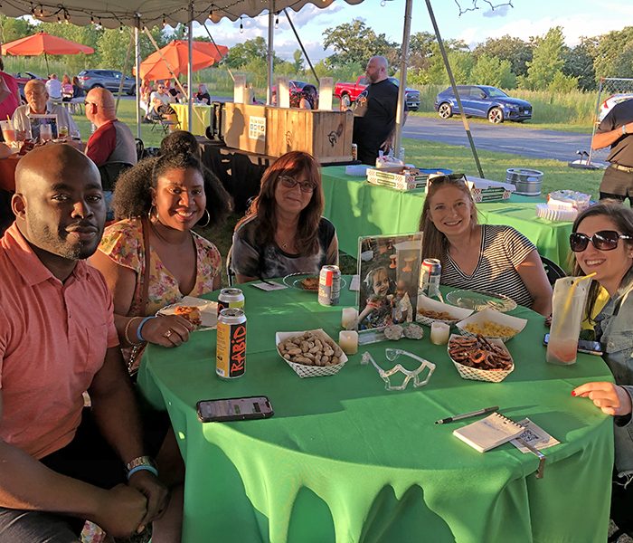 Summer Fest 7 Supporters of the Homewood Science Center are, from left, Babajide Falae, Tawny Falae, Angie Wagner, Allison Wagner Licke and Bari Goldman. (Marilyn Thomas/H-F Chronicle)