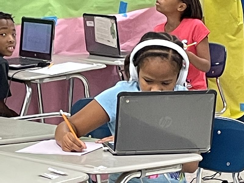 Flossmoor School District 161 Summer Academy students try to concentrate on their work. (Carole Sharwarko/H-F Chronicle)