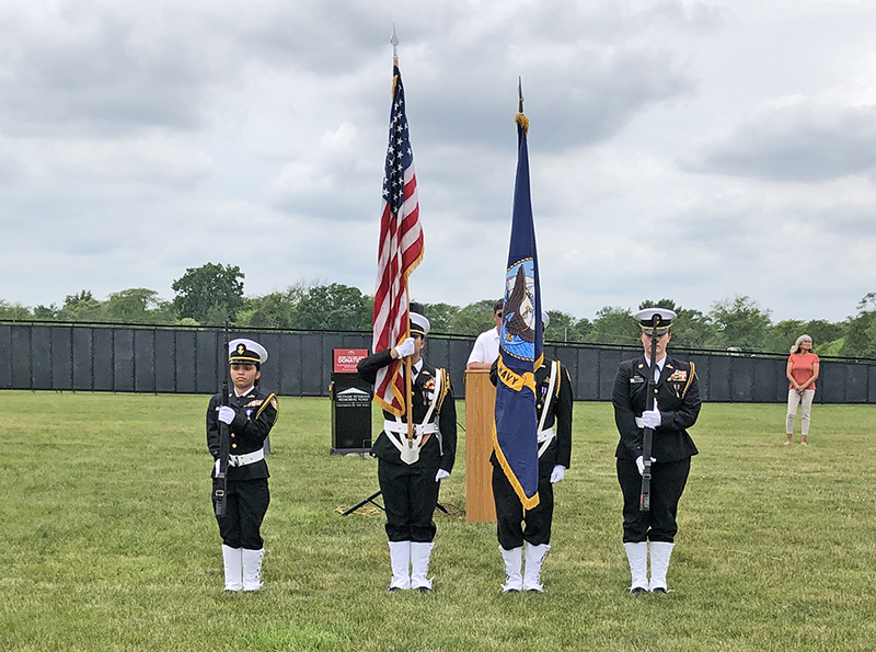 Members of the Bloom Trail High School ROTC were he color guard for the opening ceremony at the Wall That Heals. (Marilyn Thomas/H-F Chronicle)