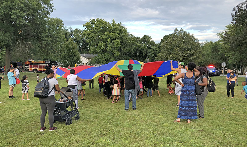 Games added to the fun at the Back to School Night event in Flossmoor Park on Friday, Aug. 19. A movie was shown at dusk. (Marilyn Thomas/H-F Chronicle)