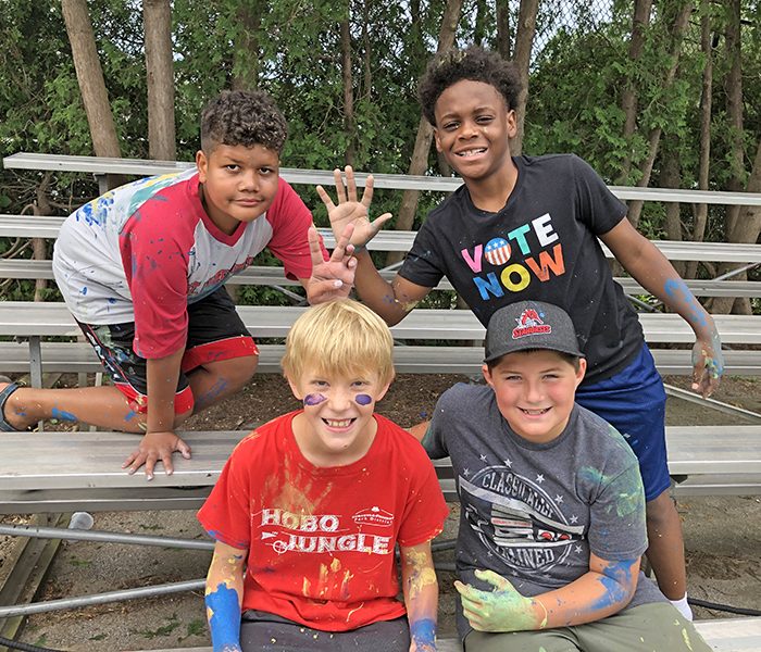 Hobo Jungle campers were, seated, Tyler Matula at left, and Owen Linde with top Jack Schott, left, and Myles Naylor. (Marilyn Thomas/H-F Chronicle)