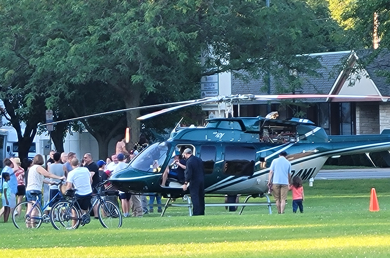 A DEA helicopter makes a stop at National Night Out on Aug. 2. It was the first time two helicopters have landed at the event. (Eric Crump/H-F Chronicle)