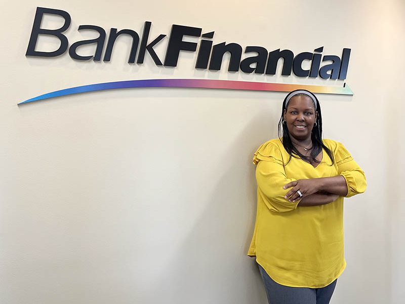 Quina Jackson Curtis, the branch manager of Bank Financial in Flossmoor and Hazel Crest, is making plans for the grand opening of the Flossmoor branch. (Nick Ulanowski/H-F Chronicle)