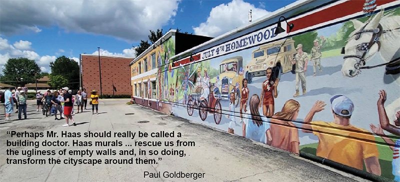 The mural tour July 31 stops at "Independence Day" on Dixie Highway. (Eric Crump/H-F Chronicle)