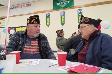 Vietnam conflict veteran James Claydon and World War II veteran Jack Levitt talk about their service. (Eric Crump/H-F Chronicle)