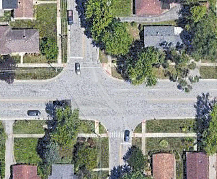 An aerial view of the disjointed intersection of Center Avenue and 183rd Street, which could be a contributing factor in some traffic accidents at that location. (Provided photo)