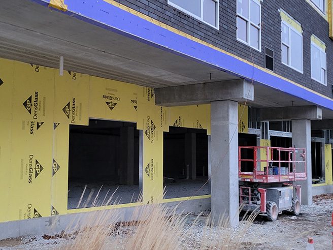 The future home of Stoney Point Grill on the first floor of the Hartford Building as seen on Dec. 2. (Eric Crump/H-F Chronicle)