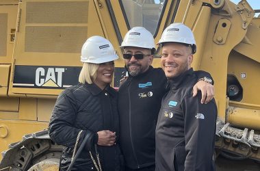 Homewood Brewing Company owners, from left, Carmela Wallace, Robert Lauderdale and Brian Wallace at the groundbreaking for the building that will be constructed at the site of the former Bogart's Charhouse. (Nick Ulanowski/H-F Chronicle)
