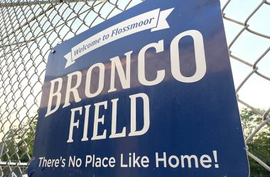 A sign welcomes players and spectators alike to Bronco Field for the championship game. (Bill Jones/H-F Chronicle)