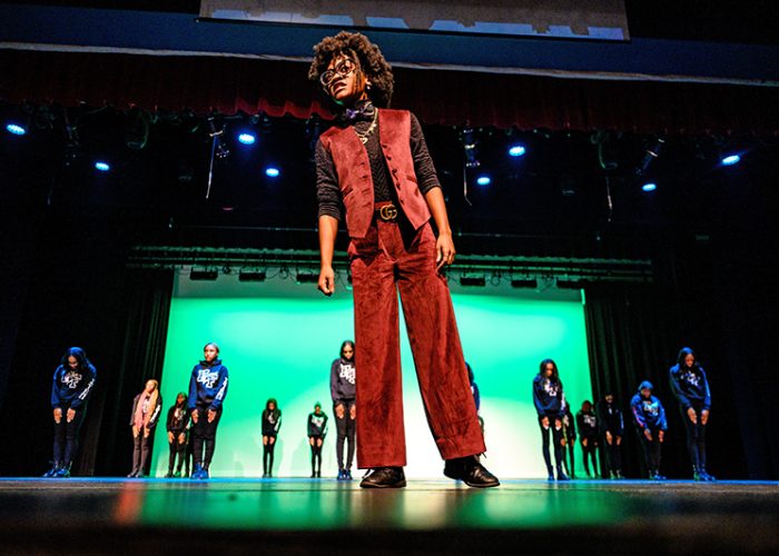 The Vi-Kings & Ki-Queens of Xcellence perform at the 2023 Pursing the Dream event at H-F High. (Andrew Burke-Stevenson/H-F Chronicle)