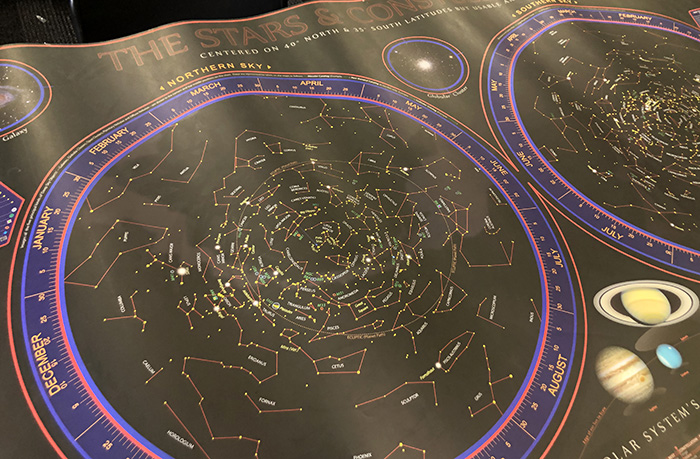 A map of the constellations was laid out on one of the tables. (Nick Ulanowski/H-F Chronicle)