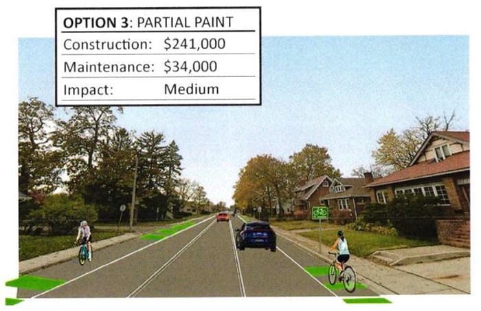 The traffic diet plan on 183rd Street in Homewood will reduce travel lanes from four to two and add bike lakes in an effort to reduce speeding and improve access. (Provided image)