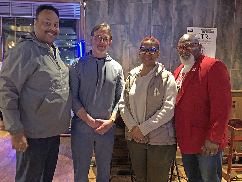 From left, Nathan Legardy, Christopher Riedel, Pam Jackson and Gerald Pauling. The four won election to the Homewood-Flossmoor District 233 Board of Education Tuesday night. (Marilyn Thomas/H-F Chronicle)