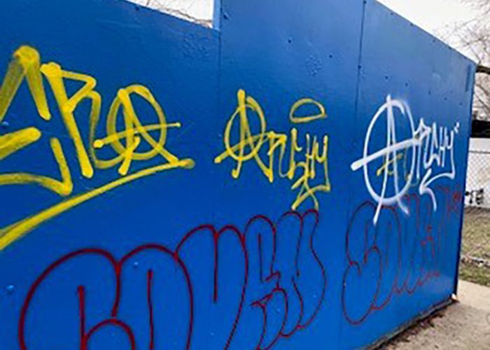 A photo posted on the H-F Park District's Facebook page April 4 shows the graffiti that prompted the district to close the skate park for several days to enable cleanup. (Provided photo)