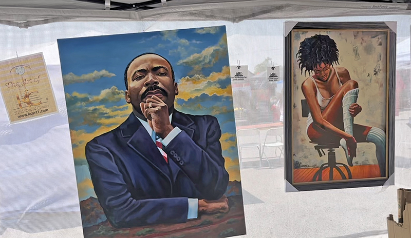 Artist Keith David Conner said his painting of Martin Luther King Jr. represents him looking upon the current state of society 50 years after his assassination. (Nick Ulanowski/H-F Chronicle)