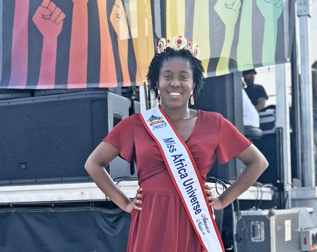 Miss Africa Universe, Oriane Toguem, makes an appearance at HF Juneteenth Festival. (Nuha Abdessalam/H-F Chronicle)