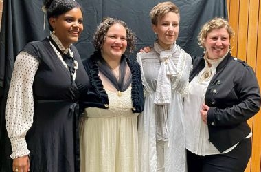 The members of the "Improvised Jane Austen" troupe, from left, Daryn Robinson, Emily Friedrick, Fee Basanavicius, and Katt Parker-Barrows. Each cast member has varied and extensive experience in Improv and each is involved in a variety of theater productions. (Karen Torme Olson/H-F Chronicle)