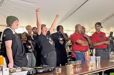 Maureen Mader reacts to Team Dunning's winning the 2023 Battle of the Chefs. (Nick Ulanowski/H-F Chronicle)