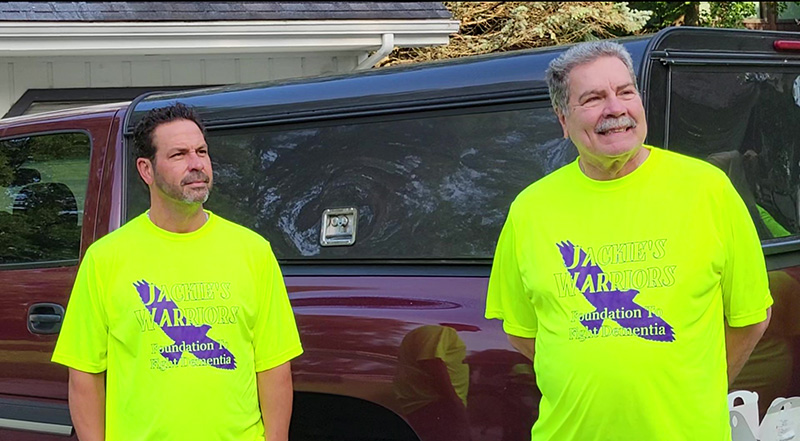 From left, founders of Jackie's Warriors Foundation Brian and Art Frangella, are on hand to see the cyclists off on their 130-mile trek. (Eric Crump/H-F Chronicle)