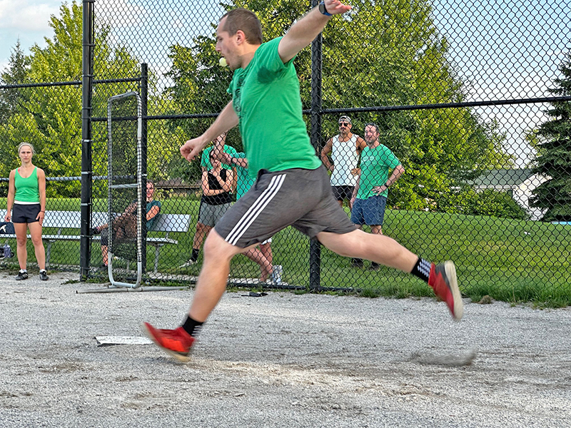 A member of the Drew's Clues team races toward home plate. (Karen Torme Olson/H-F Chronicle)