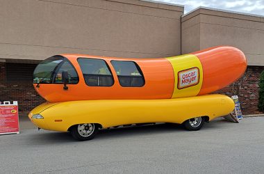 The Oscar Meyer Wienermobile is parked at Walt's Food Center in Homewood on Friday, Oct. 6. (Amy Crump/H-F Chronicle)