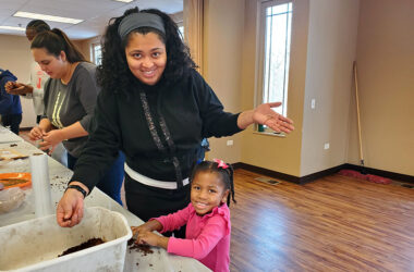 Rebekah and Isabelle Carpenter enjoy making some seed balls at the Irons Oaks MLK Day of Service event on Jan. 15. (Chris Weber photos/H-F Chronicle)