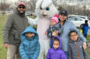 The McDaniel Family stopped for a photo with the Easter Bunny. (Marilyn Thomas/H-F Chronicle)