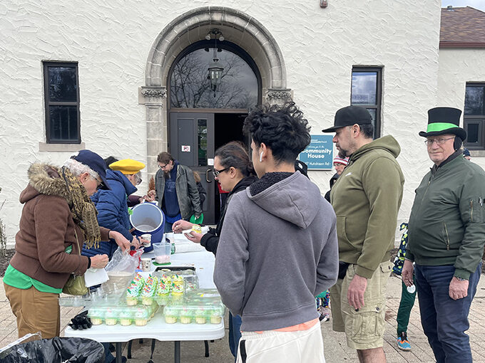 The village provides green cupcakes and cookies to community members after the parade. (Nick Ulanowski/H-F Chronicle)