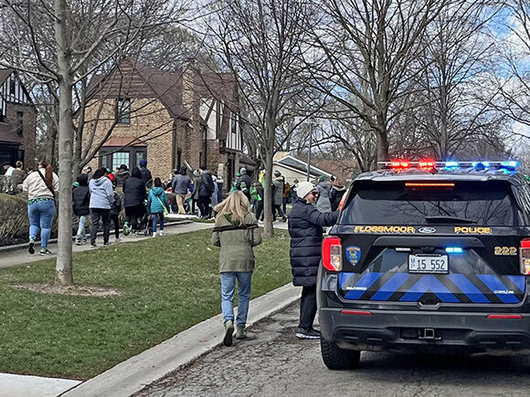 Flossmoor police provide escort for the annual St. Patrick's Day Parade. (Nick Ulanowski/H-F Chronicle)