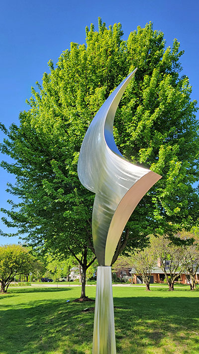 "Eternal Flame," by Fritz Olsen was added to the Leavitt Park sculpture collection in May. (Eric Crump/H-F Chronicle)