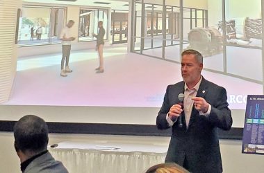 District 233 Superintendent Scott Wakeley speaks at the SCTEC presentation. (Chris Weber/H-F Chronicle)