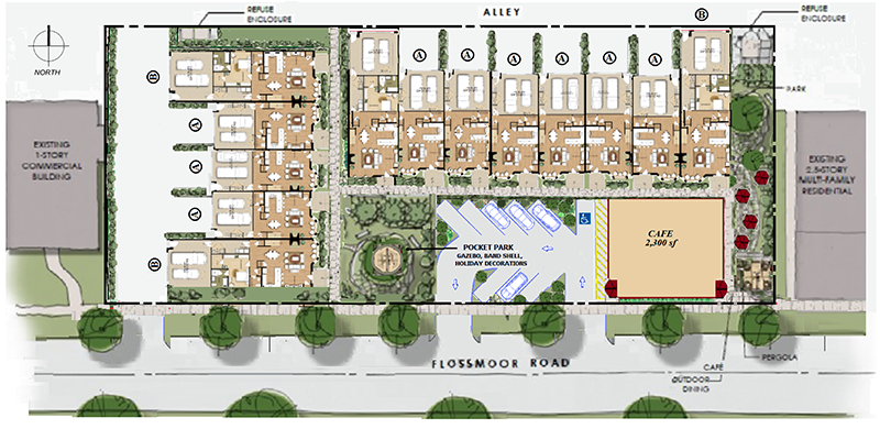 A diagram shows the layout of a proposed townhome development in the 2600 block of Flossmoor Road. (Provided image)