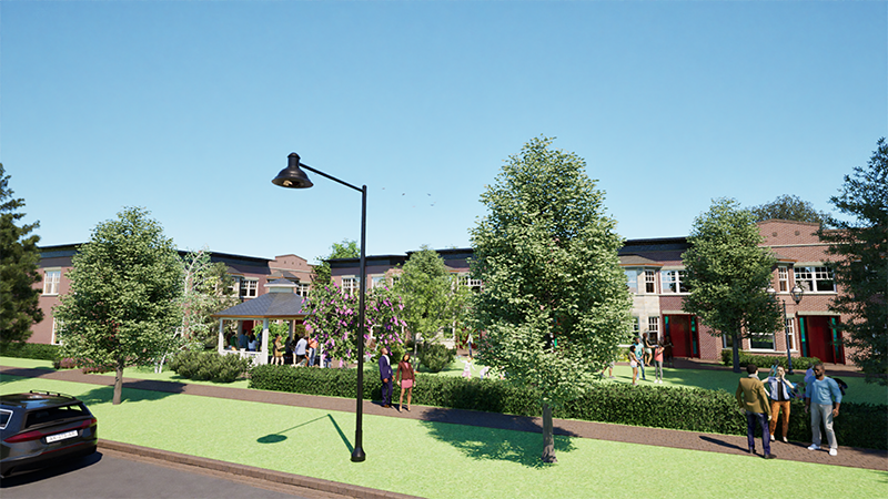 An artist's rendering shows the exterior design envisioned by developers proposing to build townhomes in the 2600 block of Flossmoor Road. (Provided image)