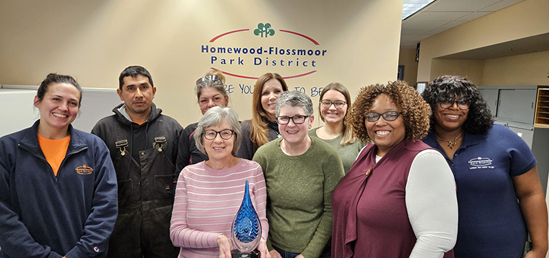 Members of the Homewood-Flossmoor Park District DEI Committee pose with their 2025 Champions for Change award. (Provided photo)
