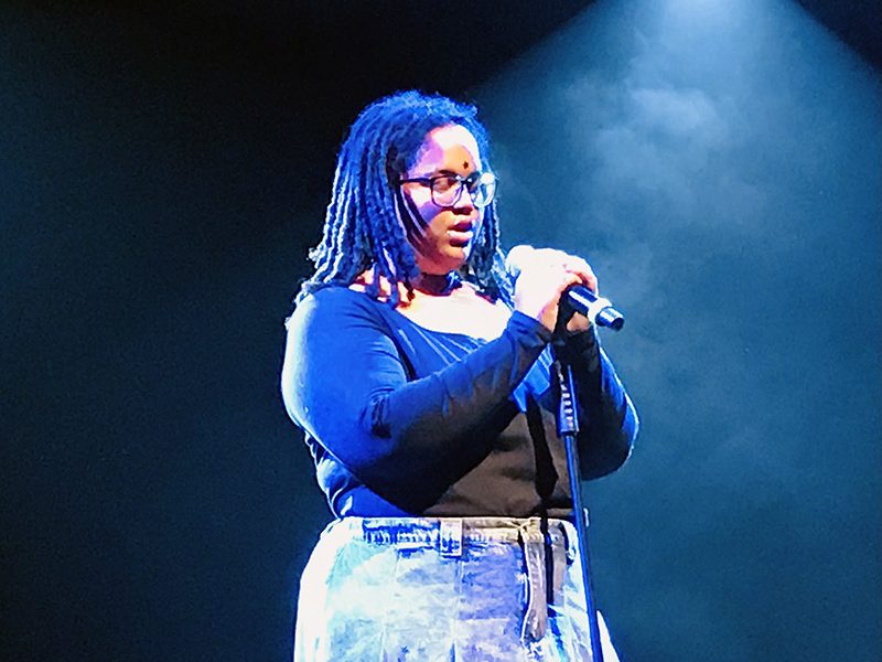 Theo Anderson sings with heart at H-F's Got Talent. (Lolita Cusic/H-F Chronicle)