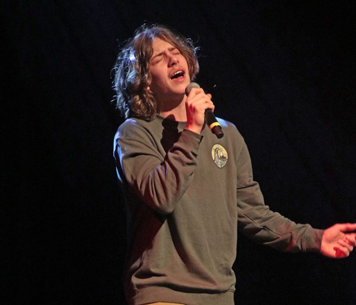 Luke Wagner belts out an original song during H-F's Got Talent. (Emmanuel Wright/provided photo)