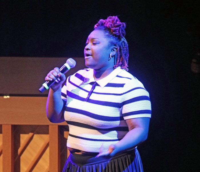 LaNiya Whitlock belts out "Whip Appeal" during the H-F High talent show. (Emmanuel Wright/provided photo)