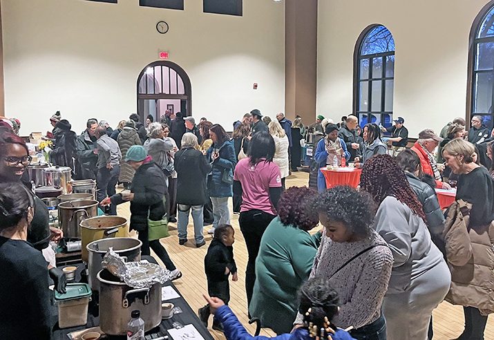 A crowd samples soups at the second annual Soup for the Soul fundraiser for the Center for Food Equity in Medicine at Flossmoor Community House. (Nick Ulanowski/H-F Chronicle)